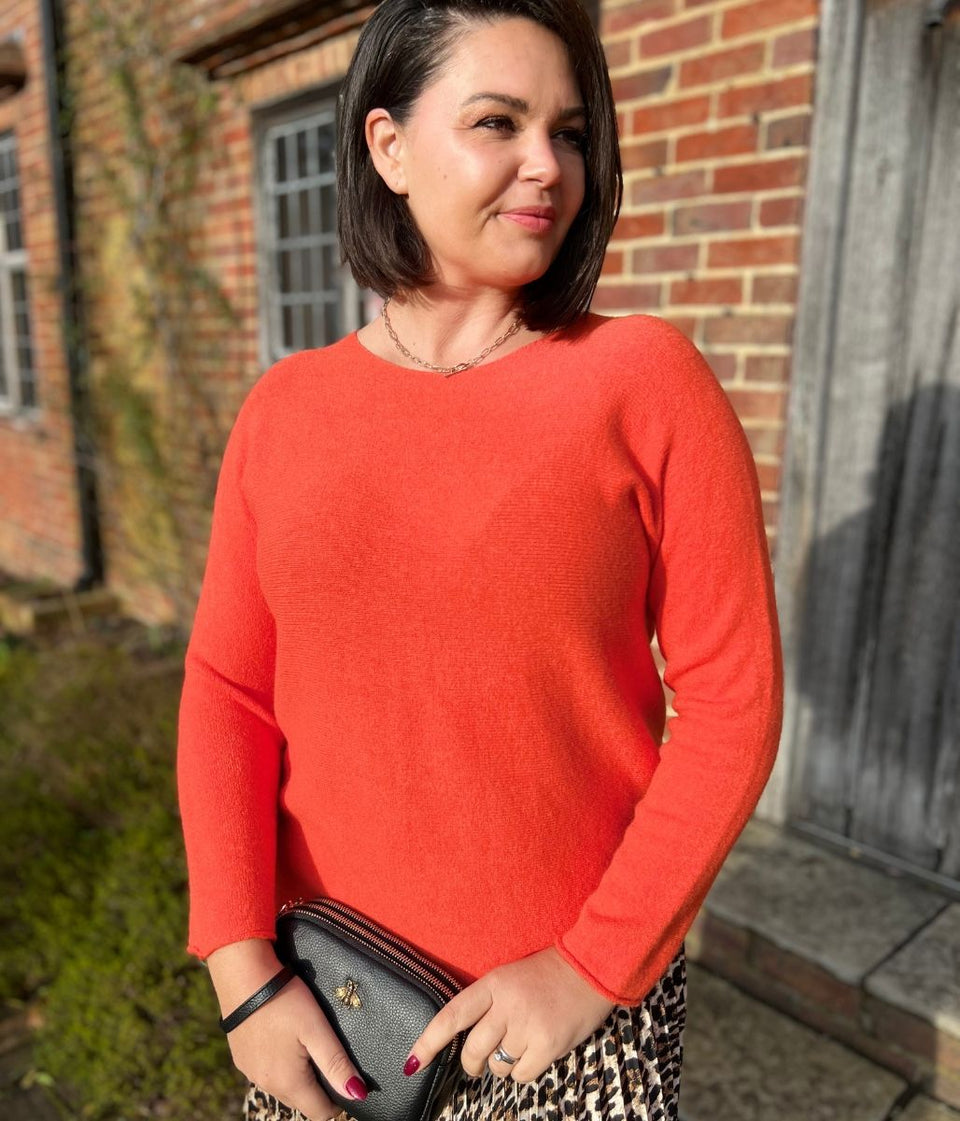 Orange Rachel Fine Knit Jumper