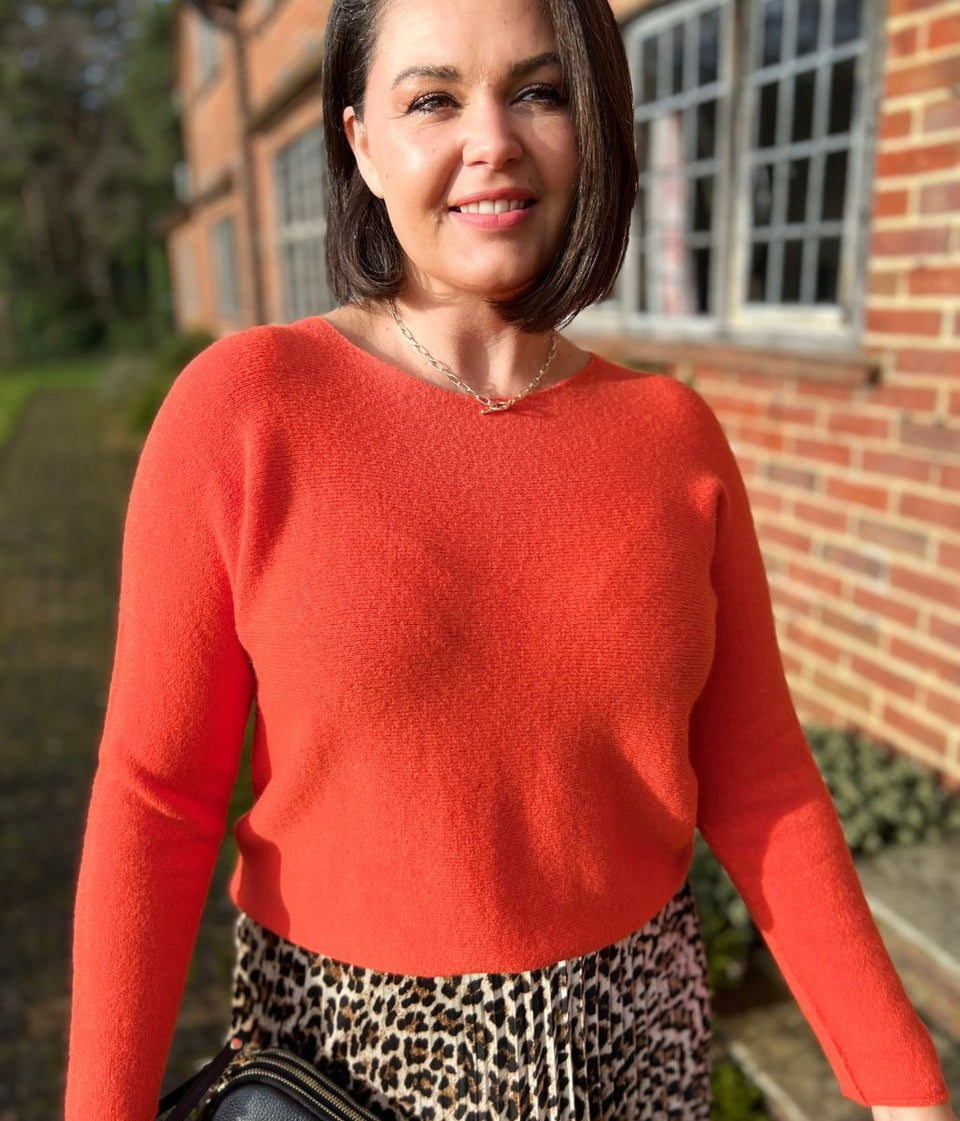 Orange Rachel Fine Knit Jumper