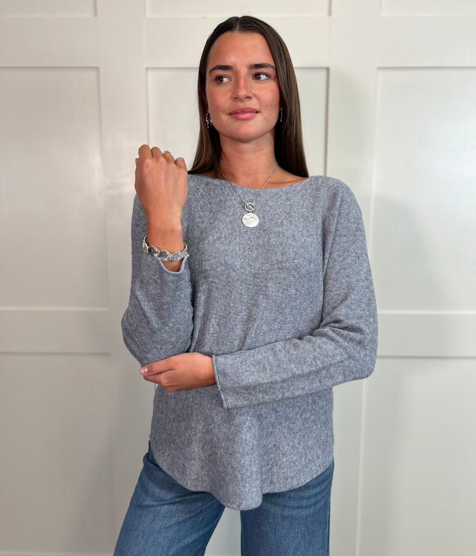 Grey Rachel Fine Knit Jumper