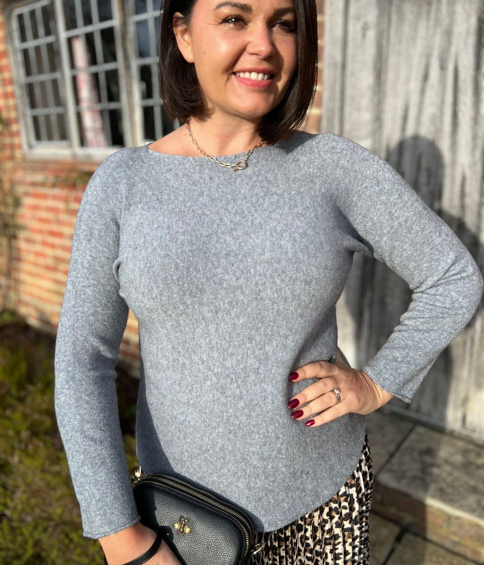 Grey Rachel Fine Knit Jumper