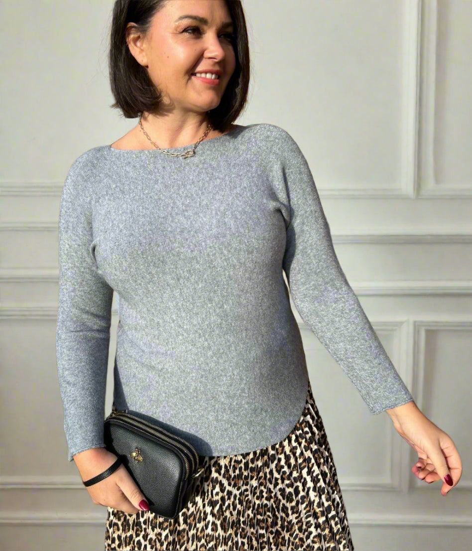 Grey Rachel Fine Knit Jumper