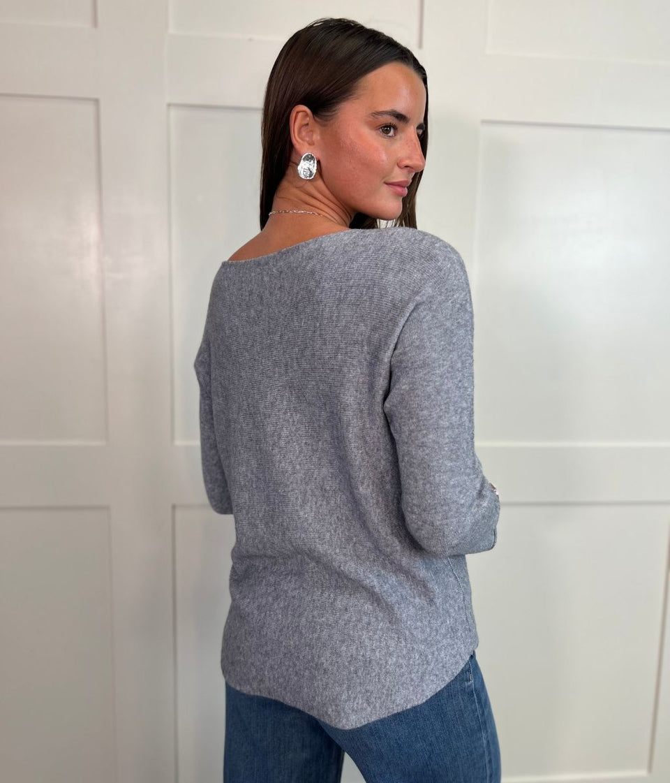 Grey Rachel Fine Knit Jumper