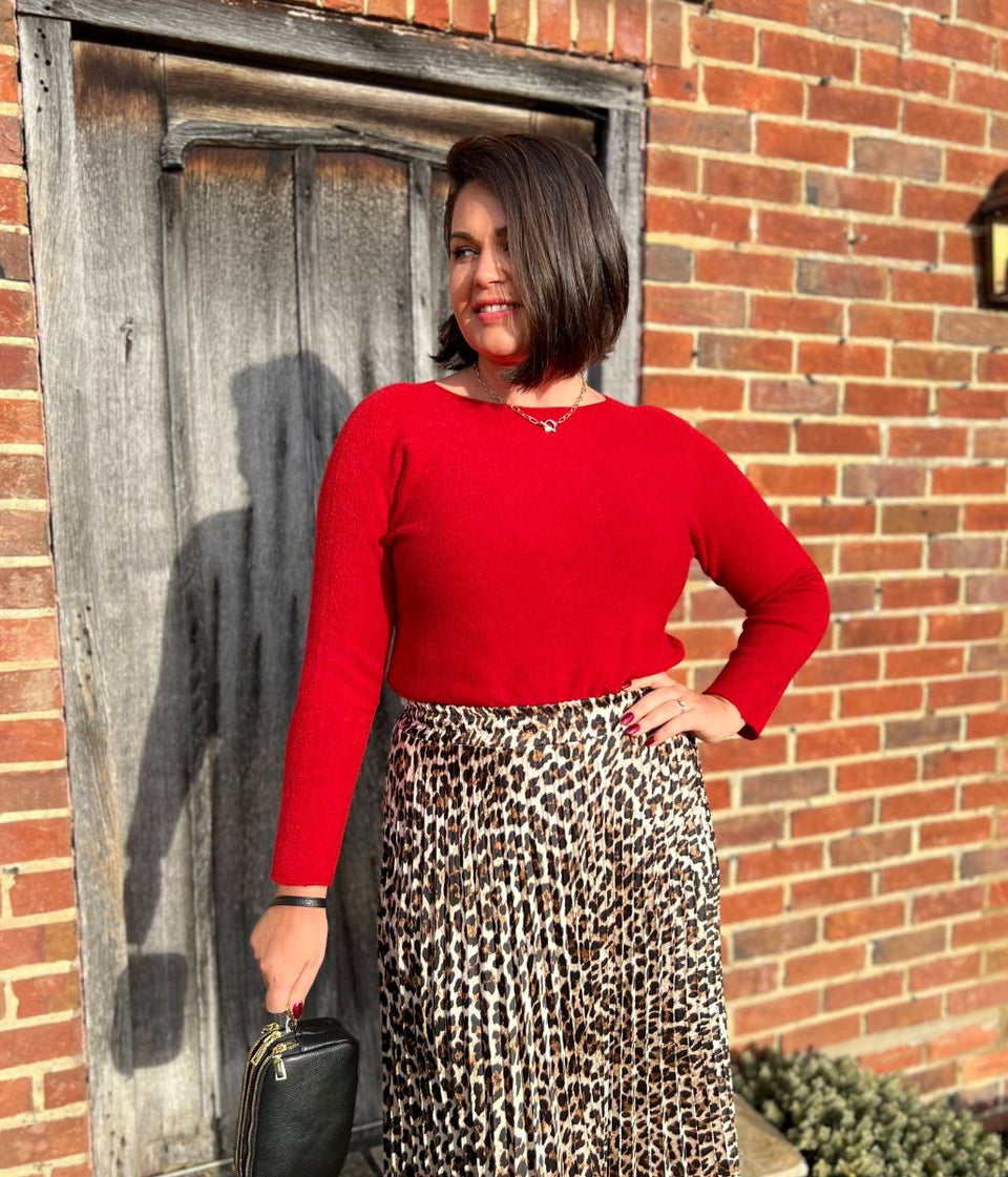 Red Rachel Fine Knit Jumper