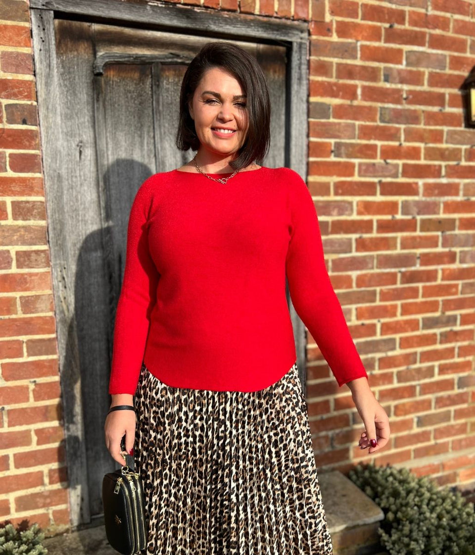 Red Rachel Fine Knit Jumper