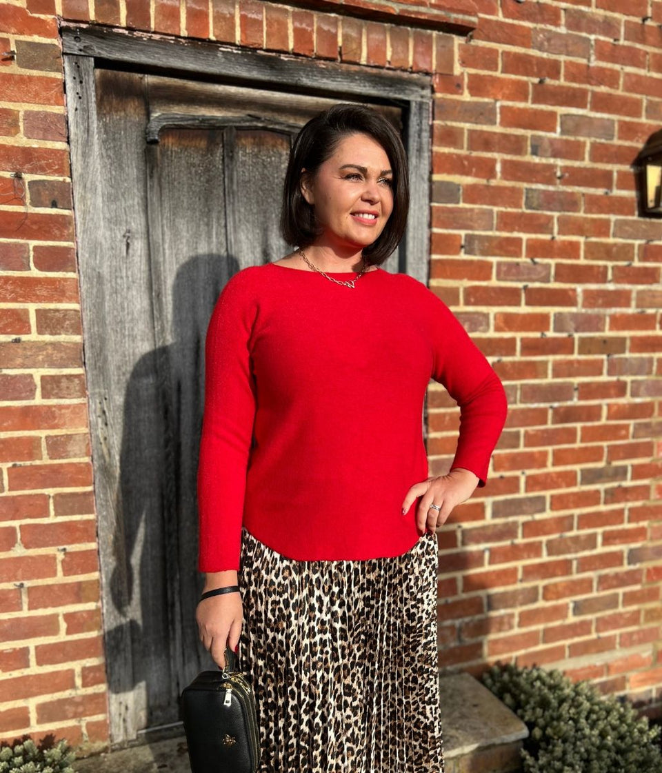 Red Rachel Fine Knit Jumper