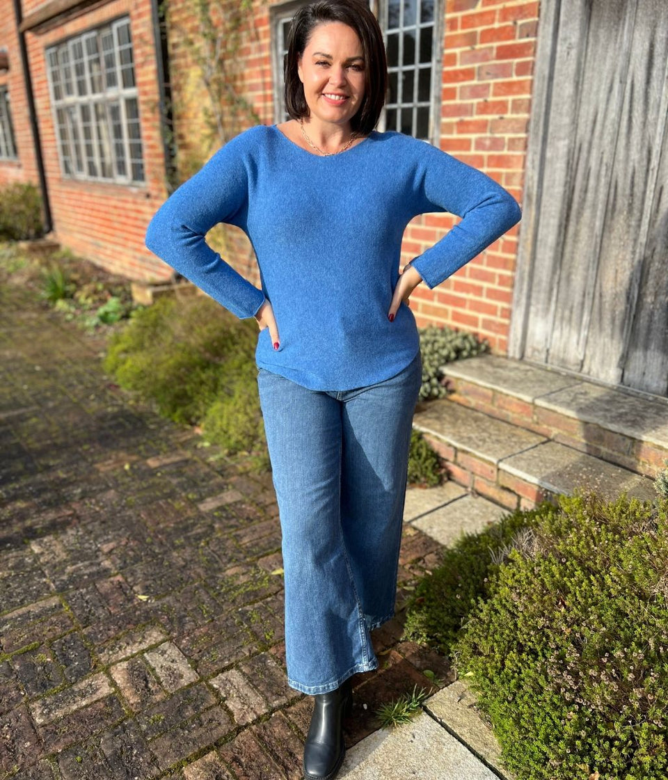 Blue Rachel Fine Knit Jumper