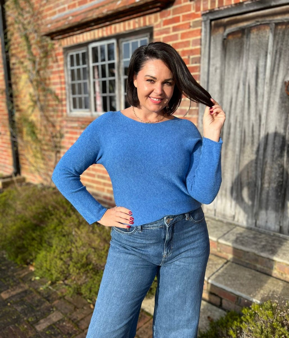 Blue Rachel Fine Knit Jumper