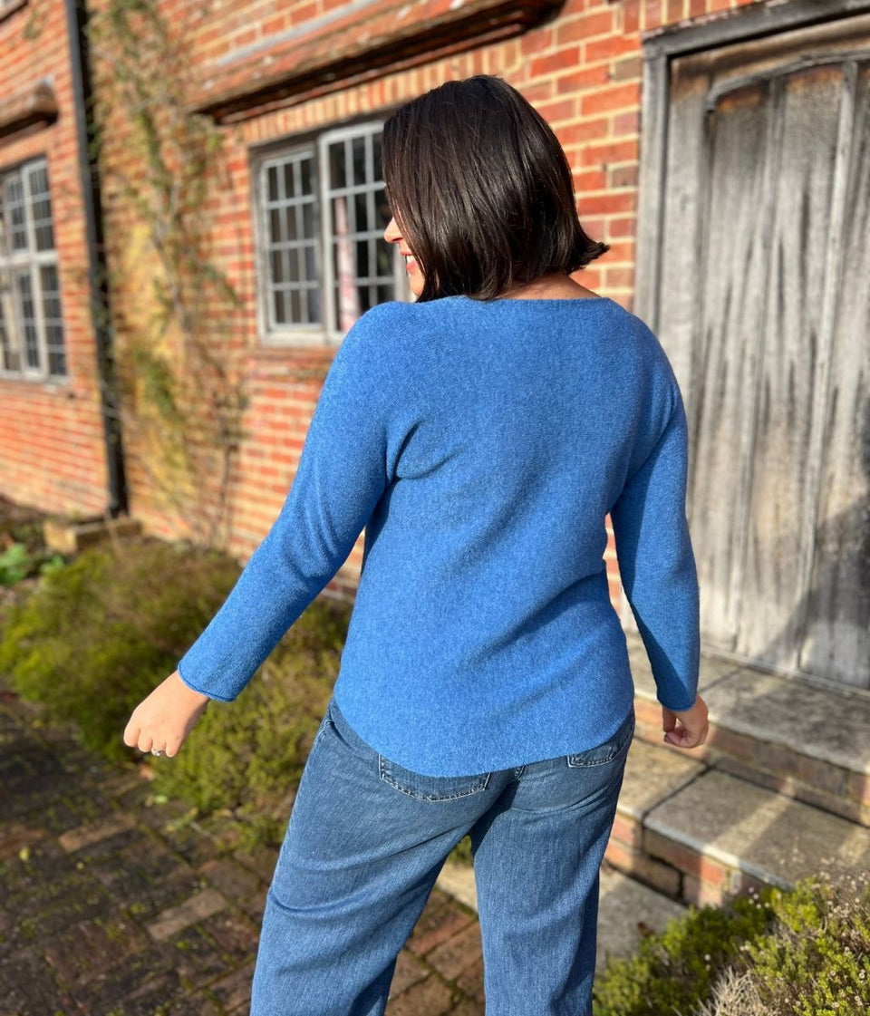 Blue Rachel Fine Knit Jumper