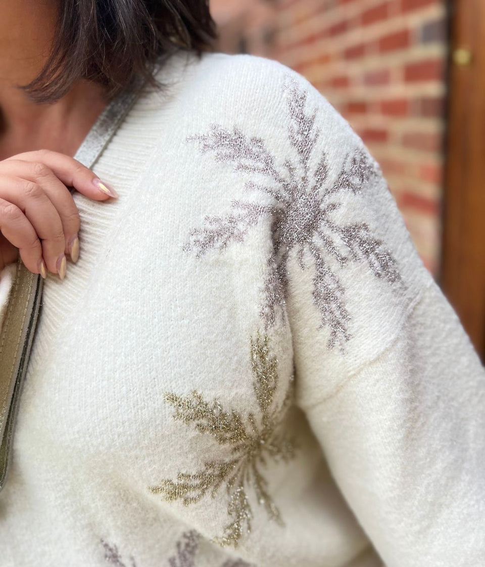 Ivory Sparkle Snowflake Oversized Jumper