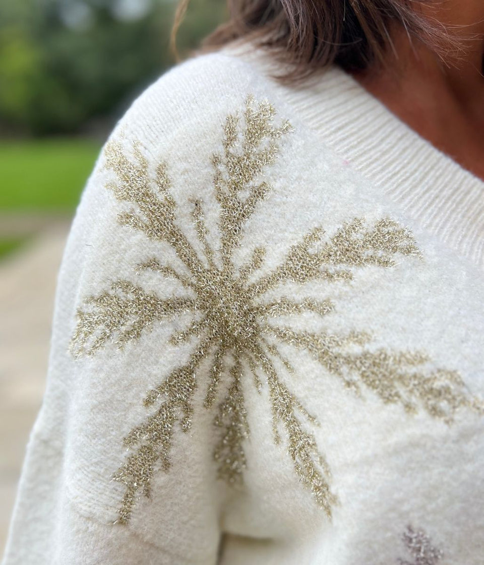 Ivory Sparkle Snowflake Oversized Jumper