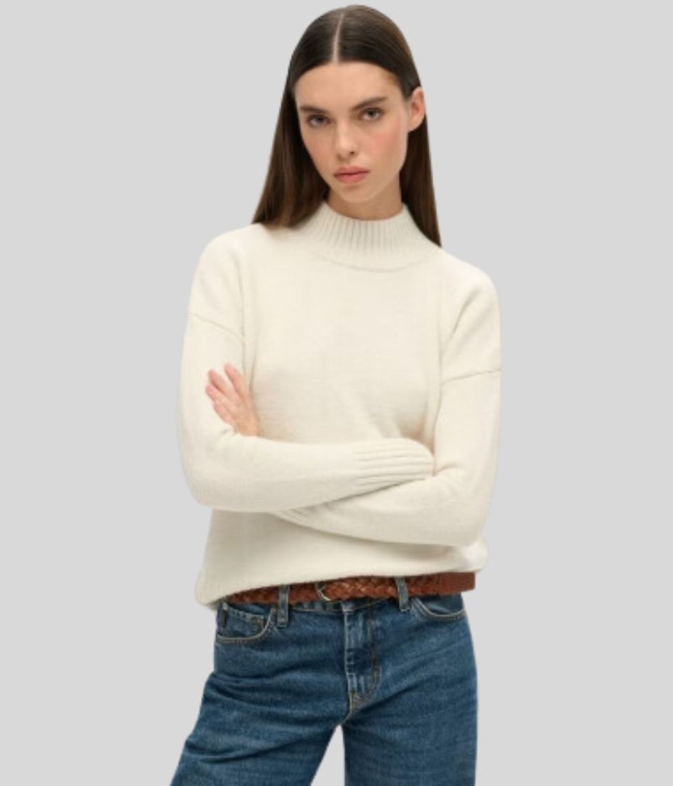 Winter White Essential High Neck Jumper