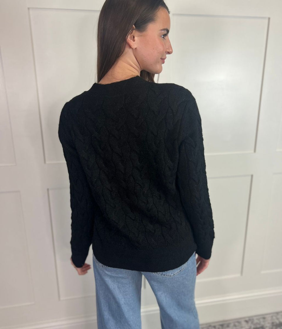 Black Sparkle Cable Knit Jumper