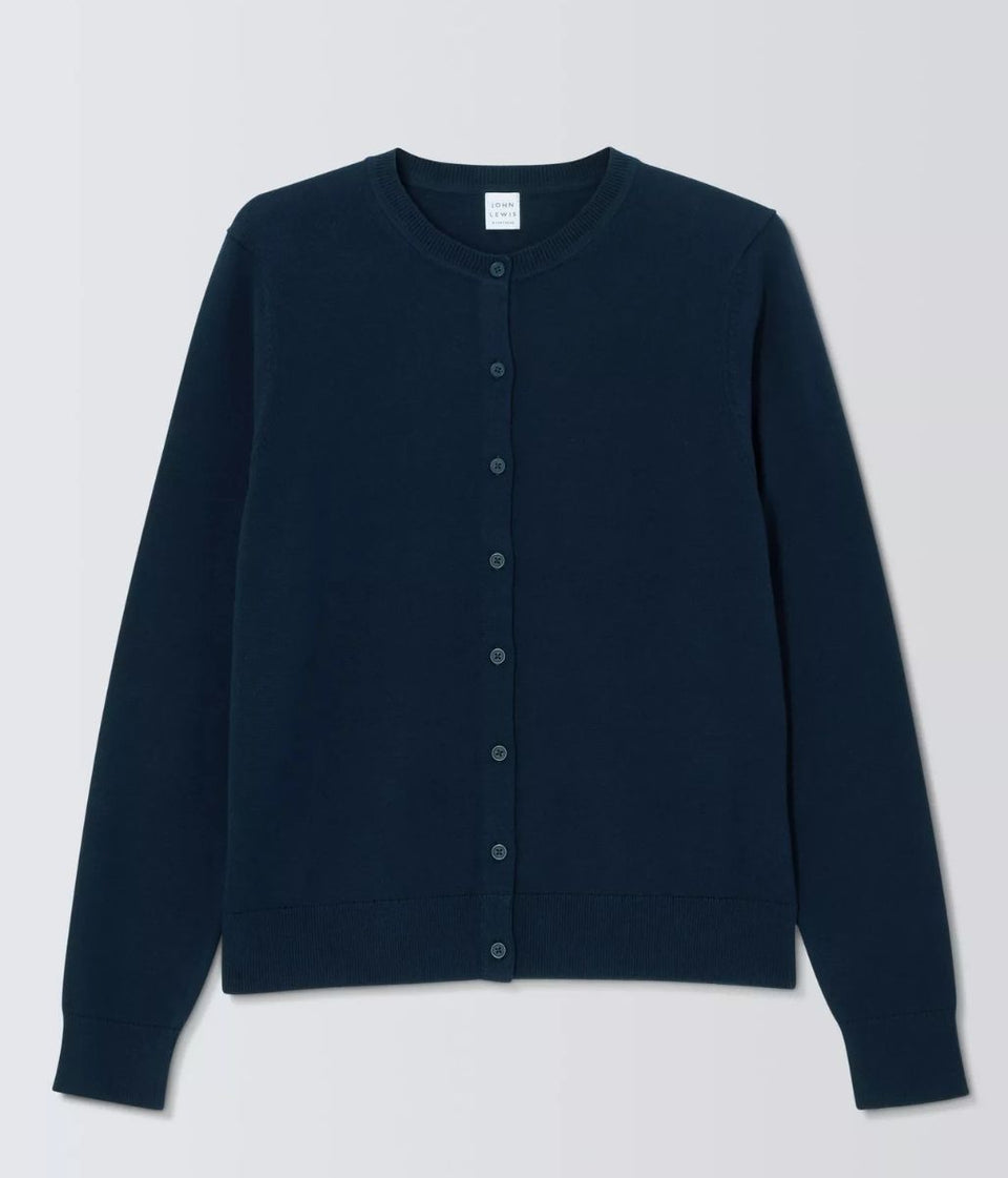 Navy Crew Neck Cotton Cardigan