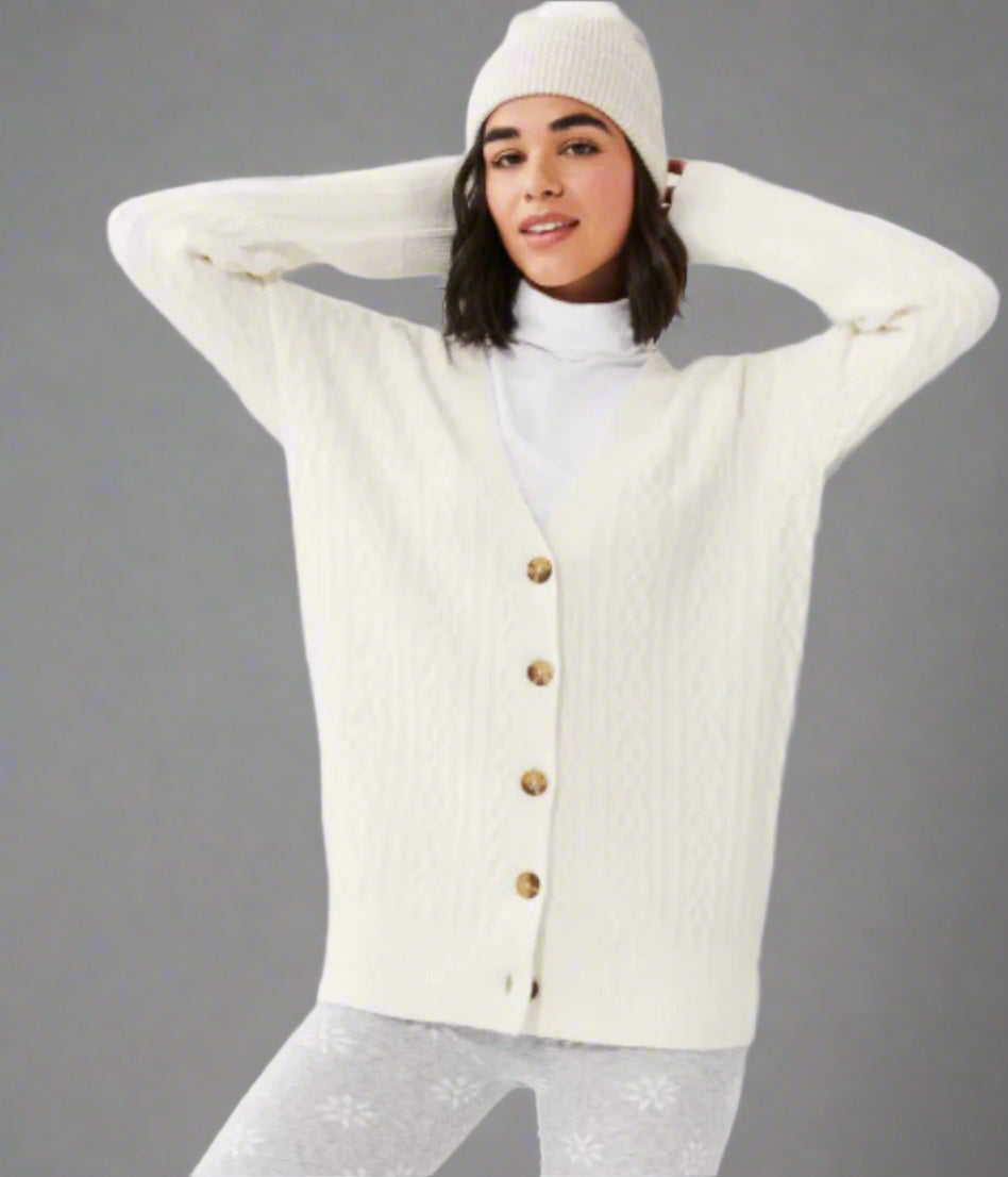 Winter White Cable Knit Cardigan