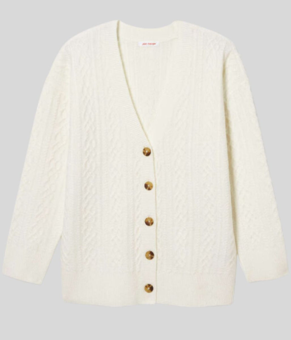 Winter White Cable Knit Cardigan