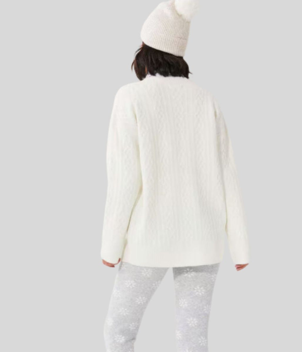 Winter White Cable Knit Cardigan