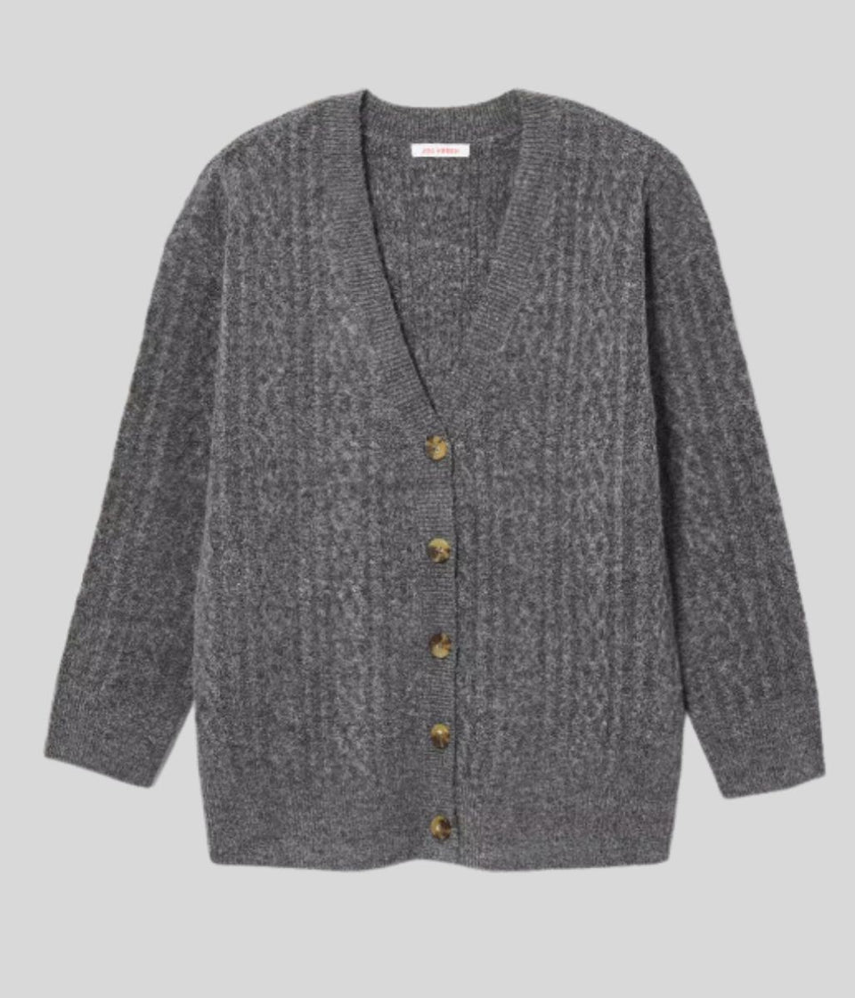 Grey Cable Knit Cardigan