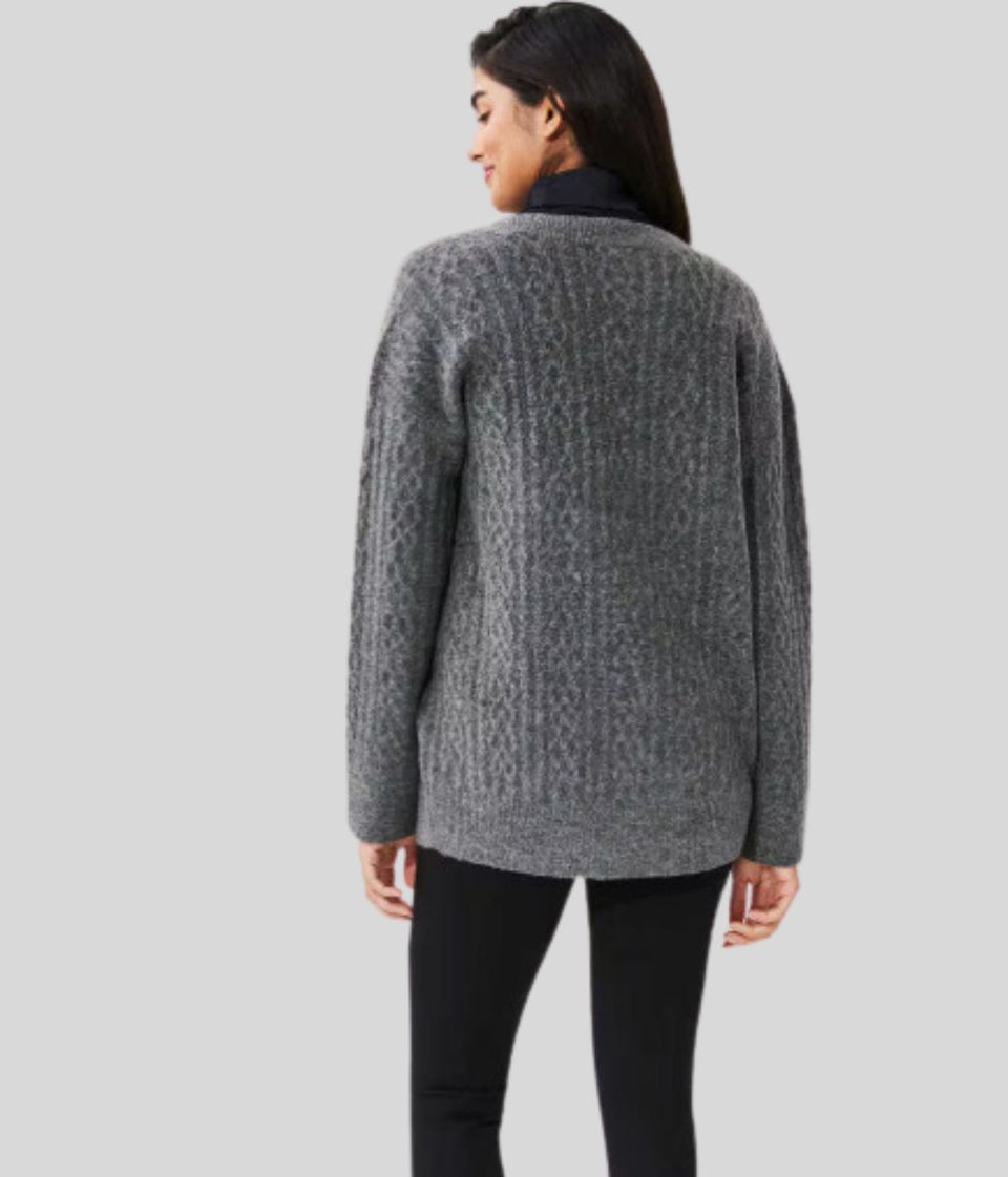 Grey Cable Knit Cardigan