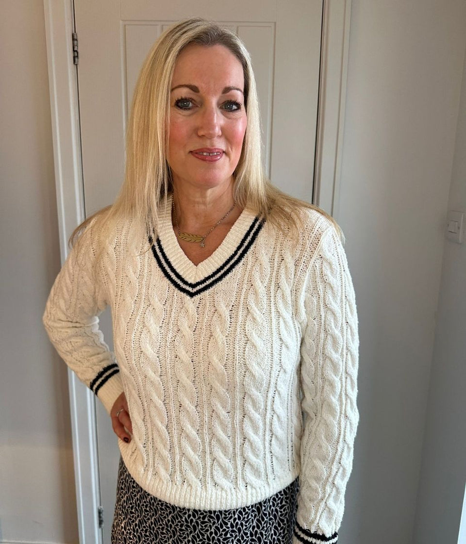 Black & Ivory Cricket Jumper