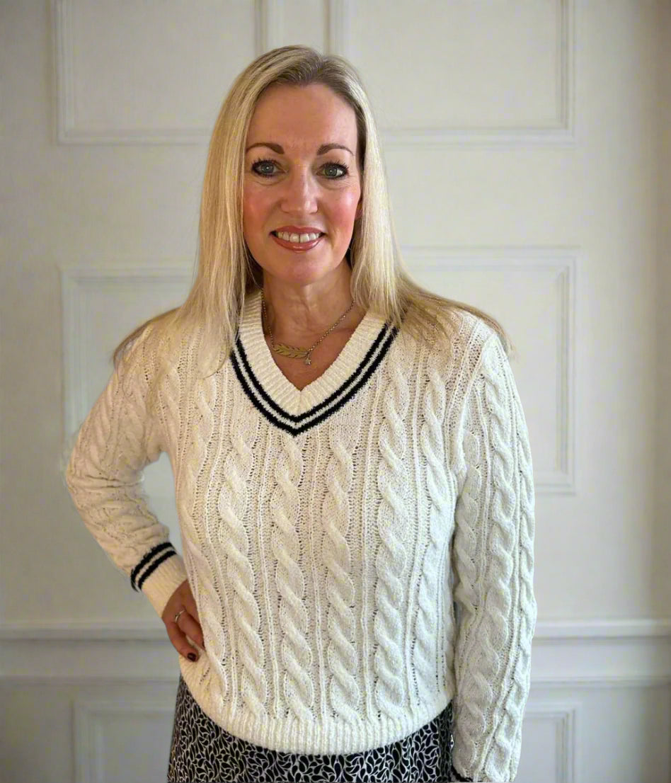 Black & Ivory Cricket Jumper