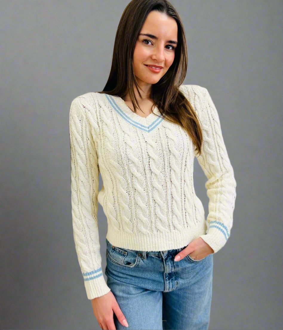 Blue & Ivory Cricket Jumper