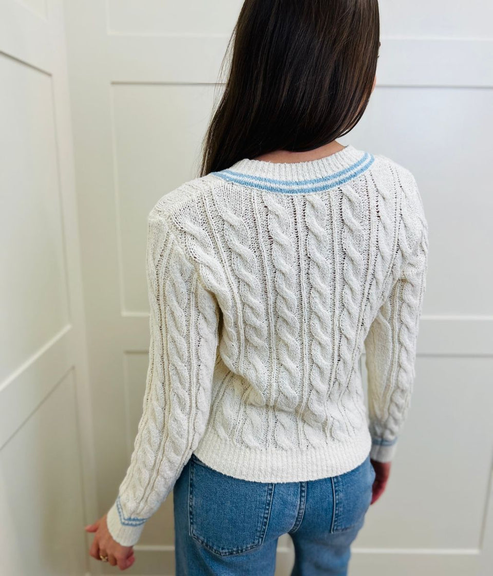 Blue & Ivory Cricket Jumper