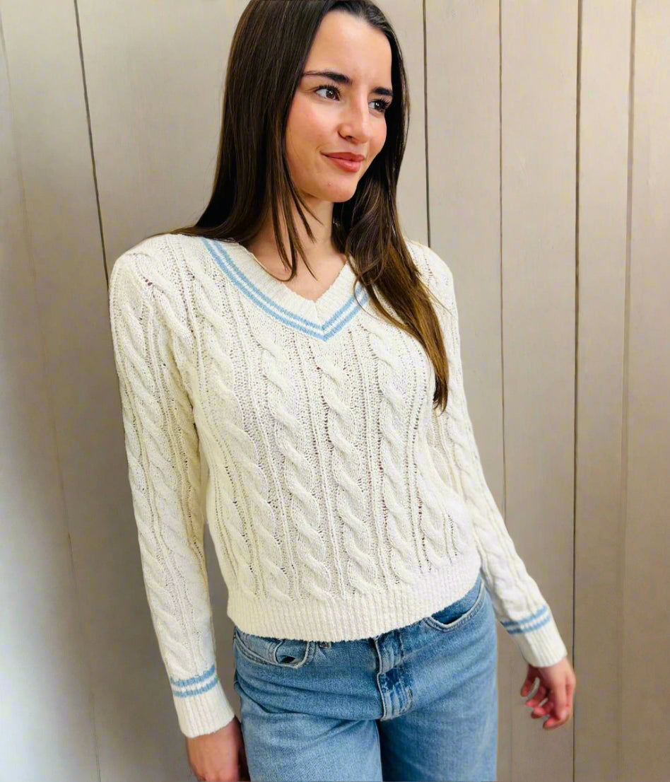 Blue & Ivory Cricket Jumper