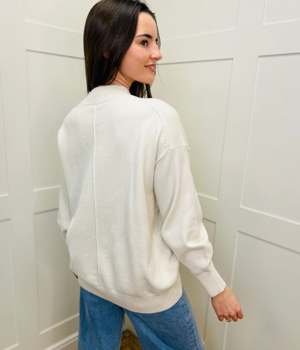 Ecru Relaxed Cotton Blend Jumper