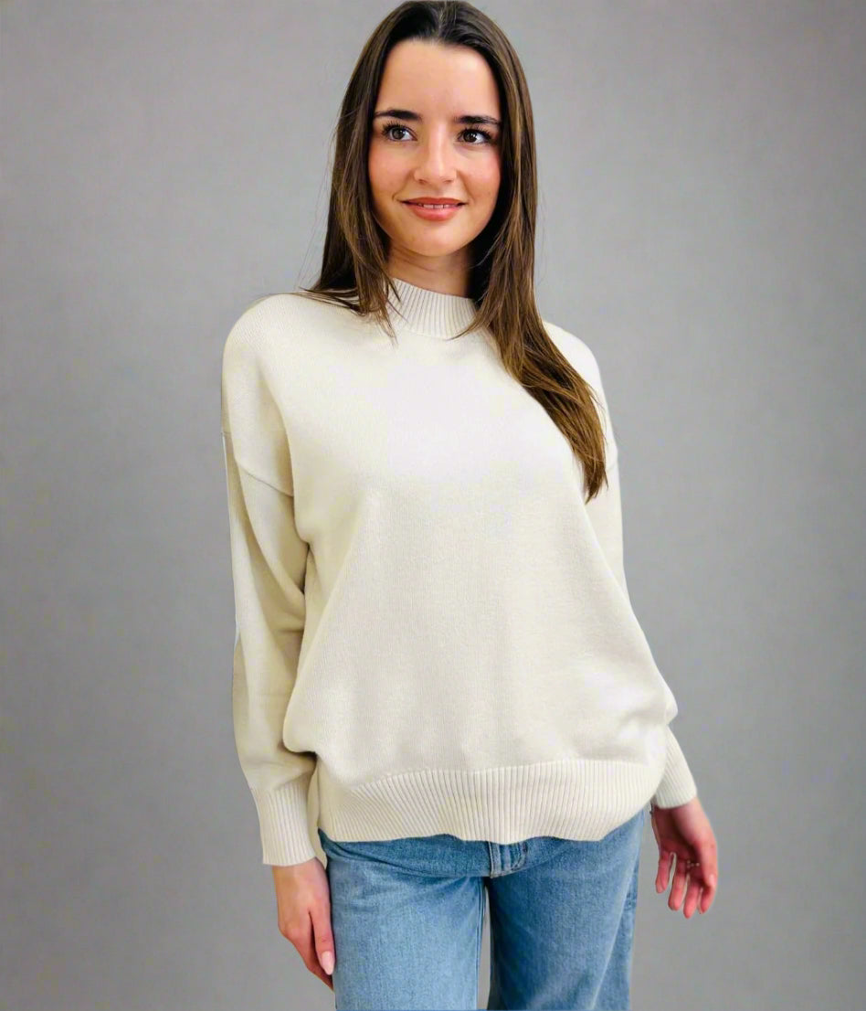 Ecru Relaxed Cotton Blend Jumper