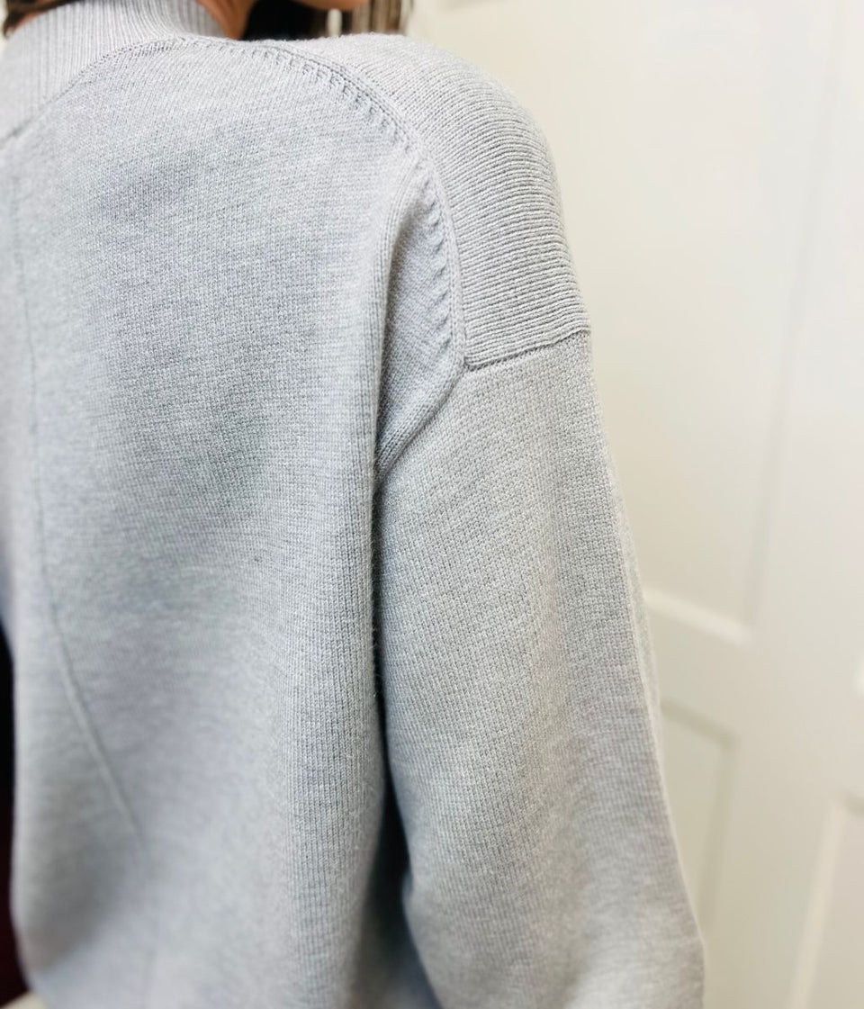 Grey Relaxed Cotton Blend Jumper