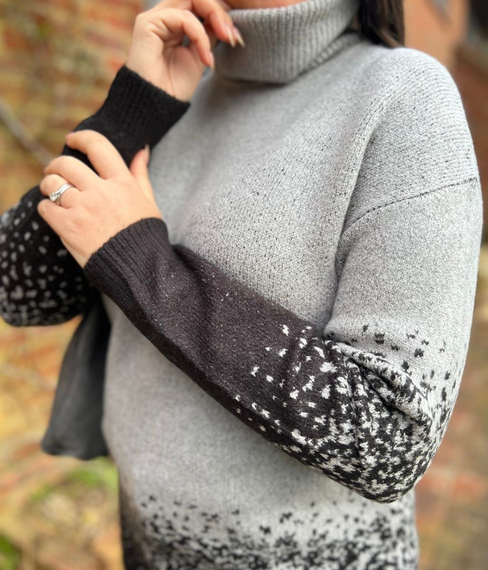 Grey Roll Neck Ombre Tunic Jumper