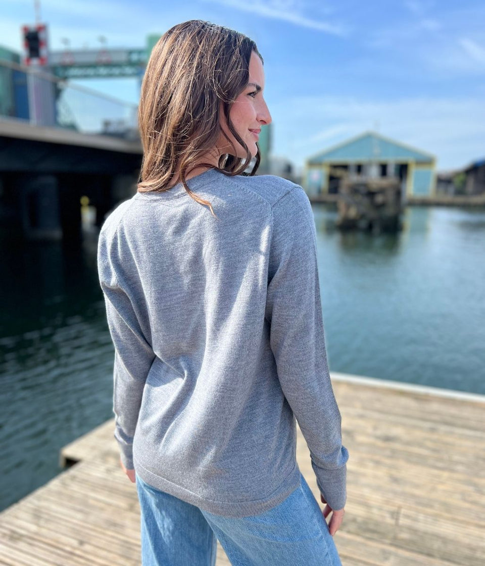 Grey Merino Wool Cardigan