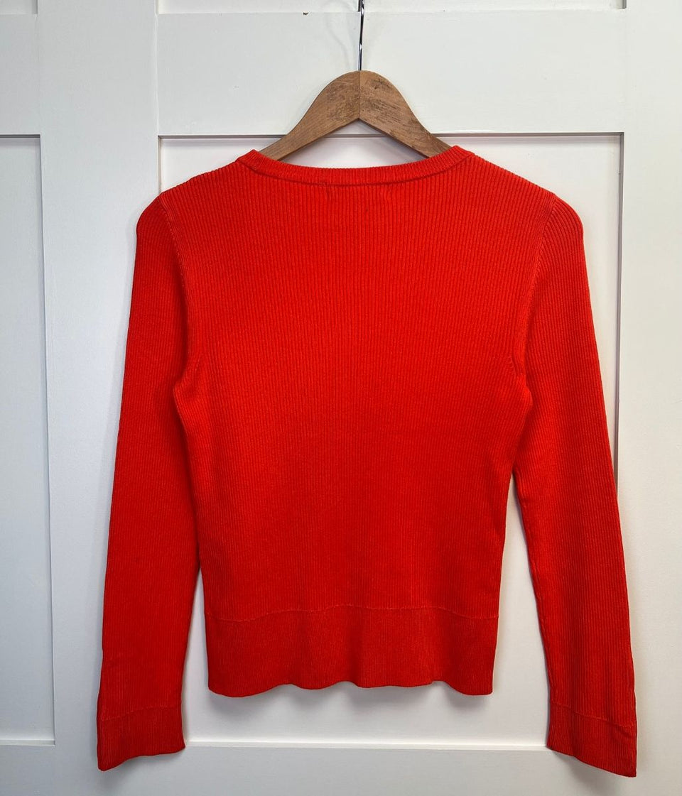 Orange Ribbed Button Cuff Jumper