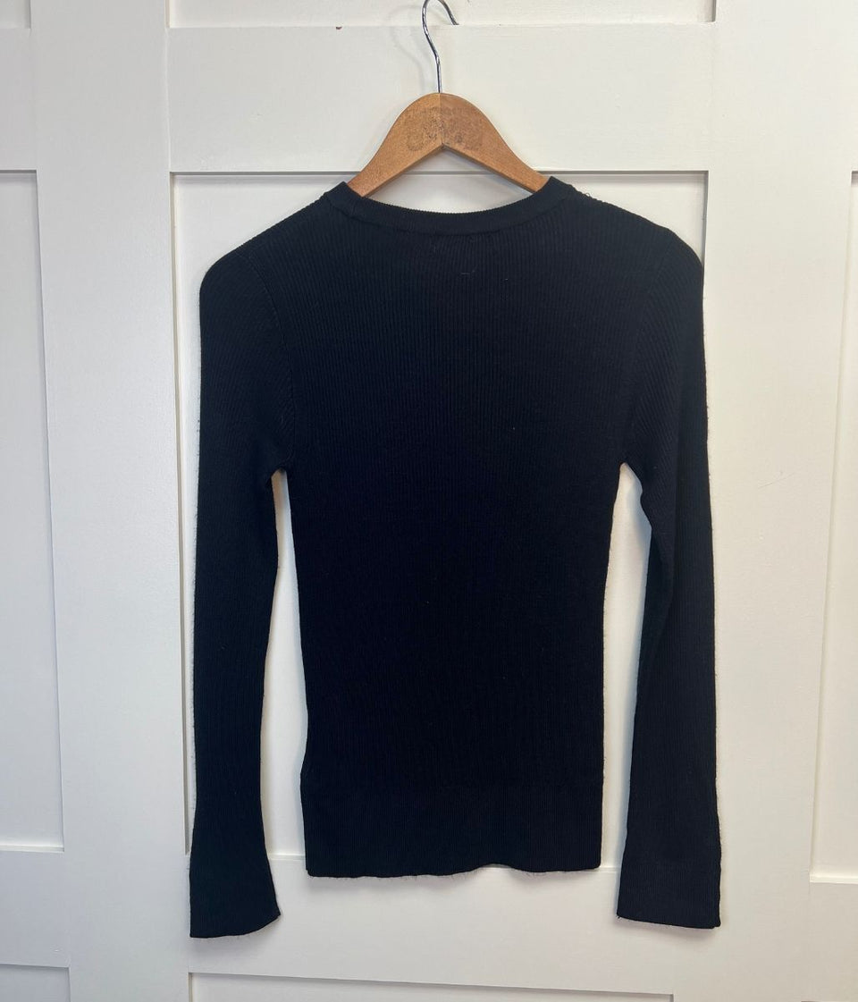 Navy Ribbed Button Cuff Jumper