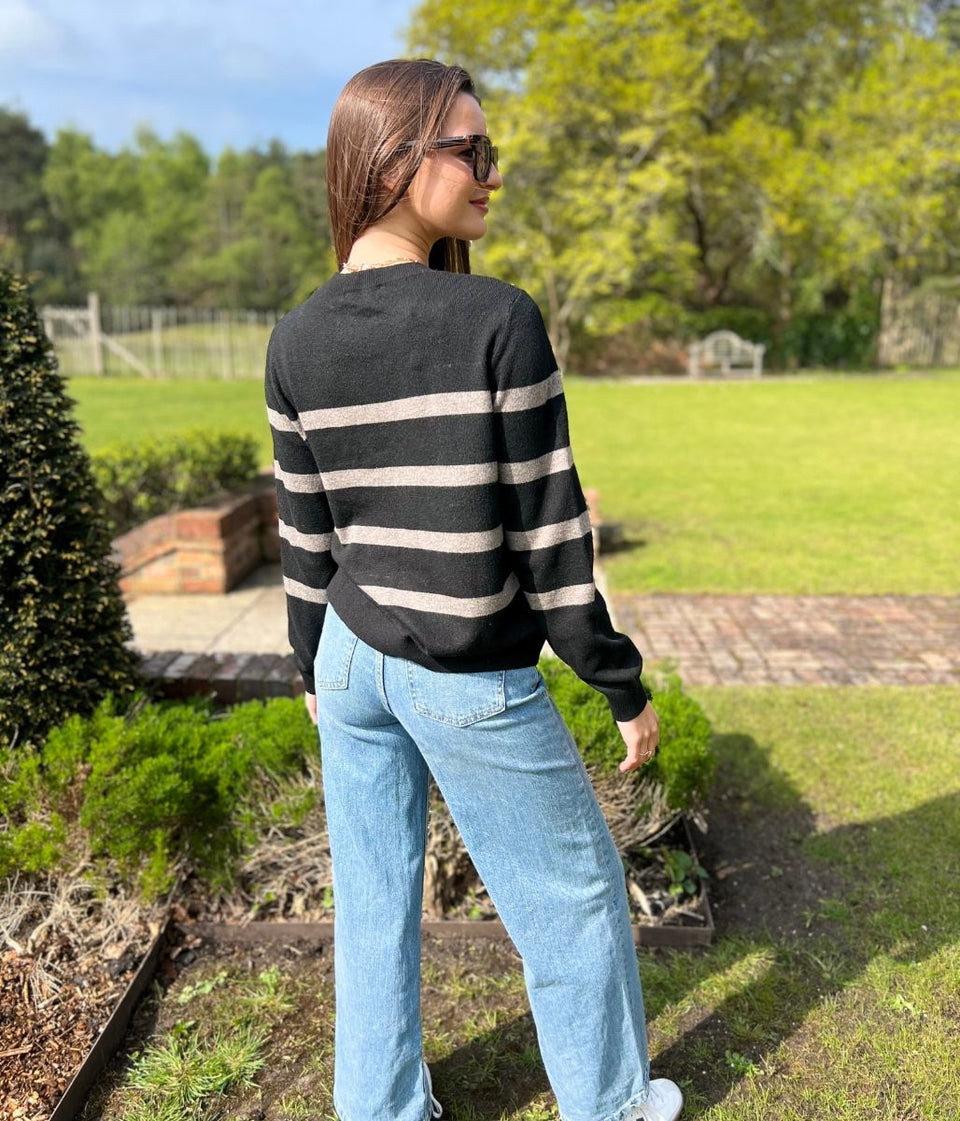 Black Striped Classic Spring Jumper