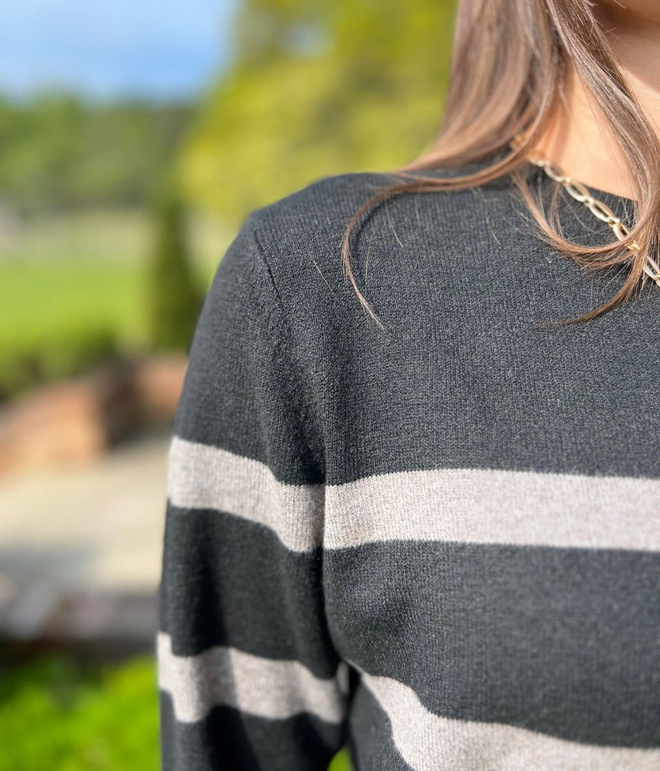 Black Striped Classic Spring Jumper