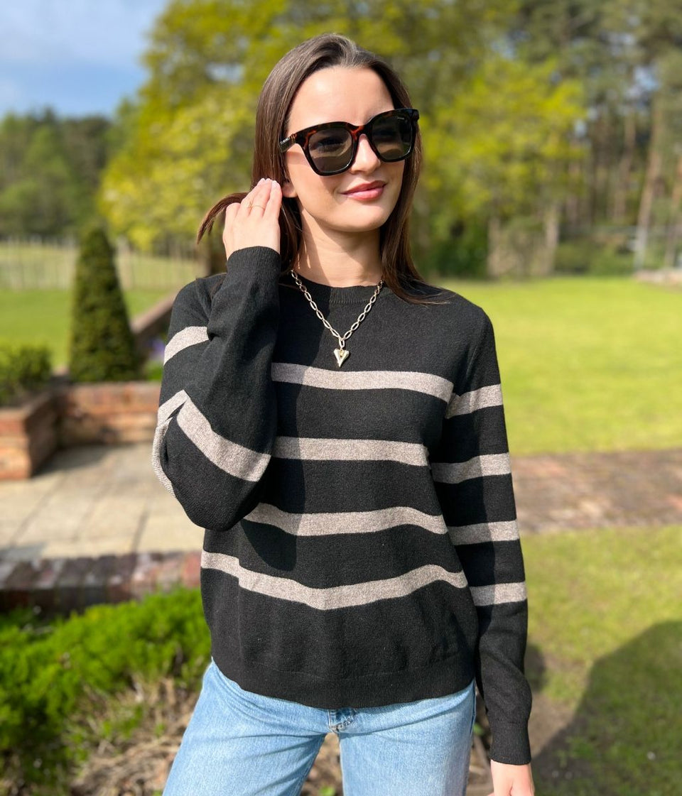 Black Striped Classic Spring Jumper