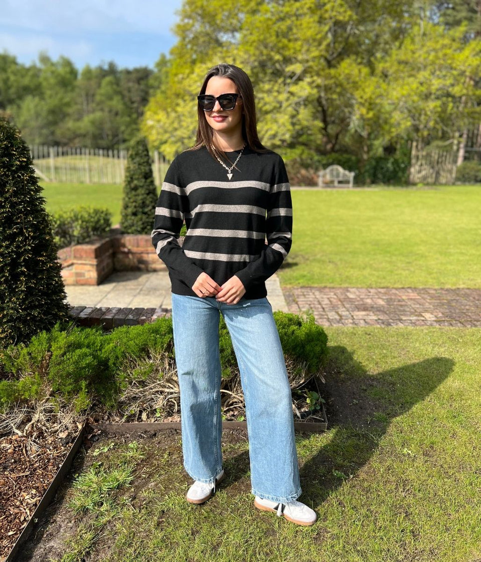 Black Striped Classic Spring Jumper