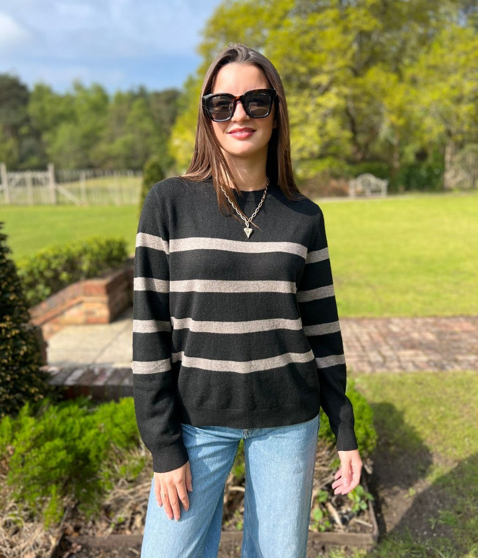 Black Striped Classic Spring Jumper