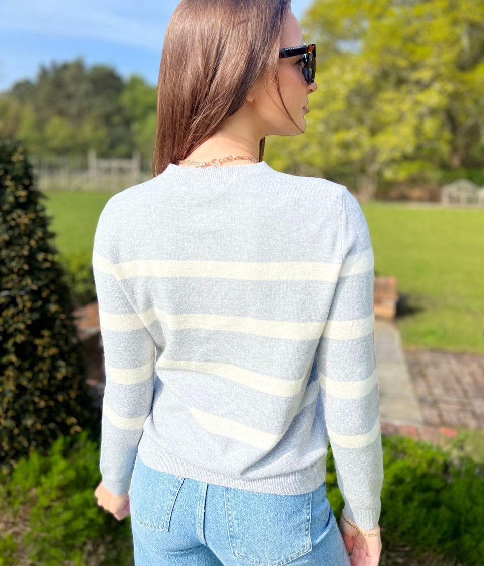 Grey Striped Classic Spring Jumper