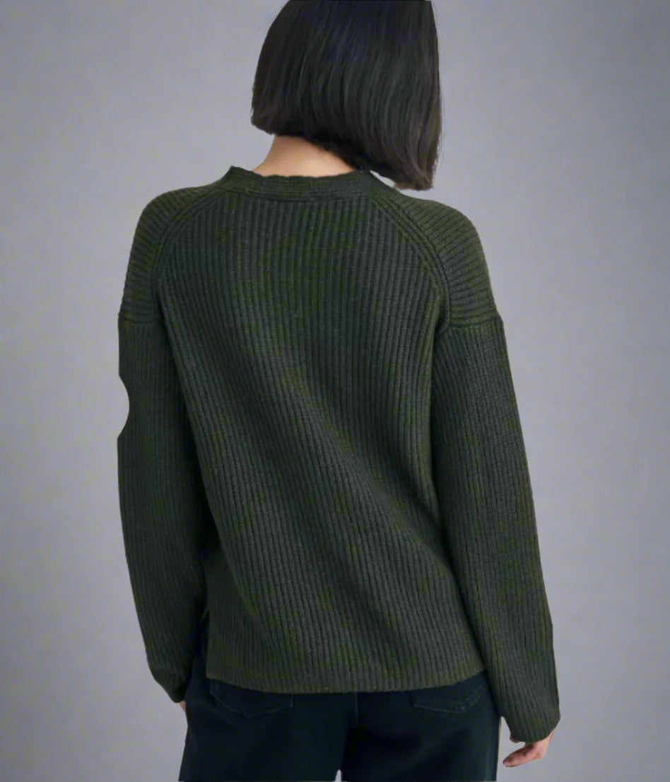 Khaki Boxy V Neck Cardigan