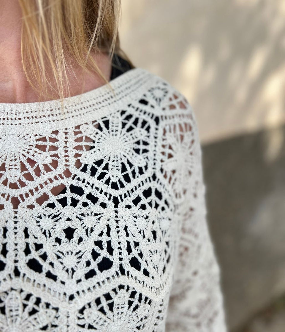 Stone Crochet Long Sleeve Top