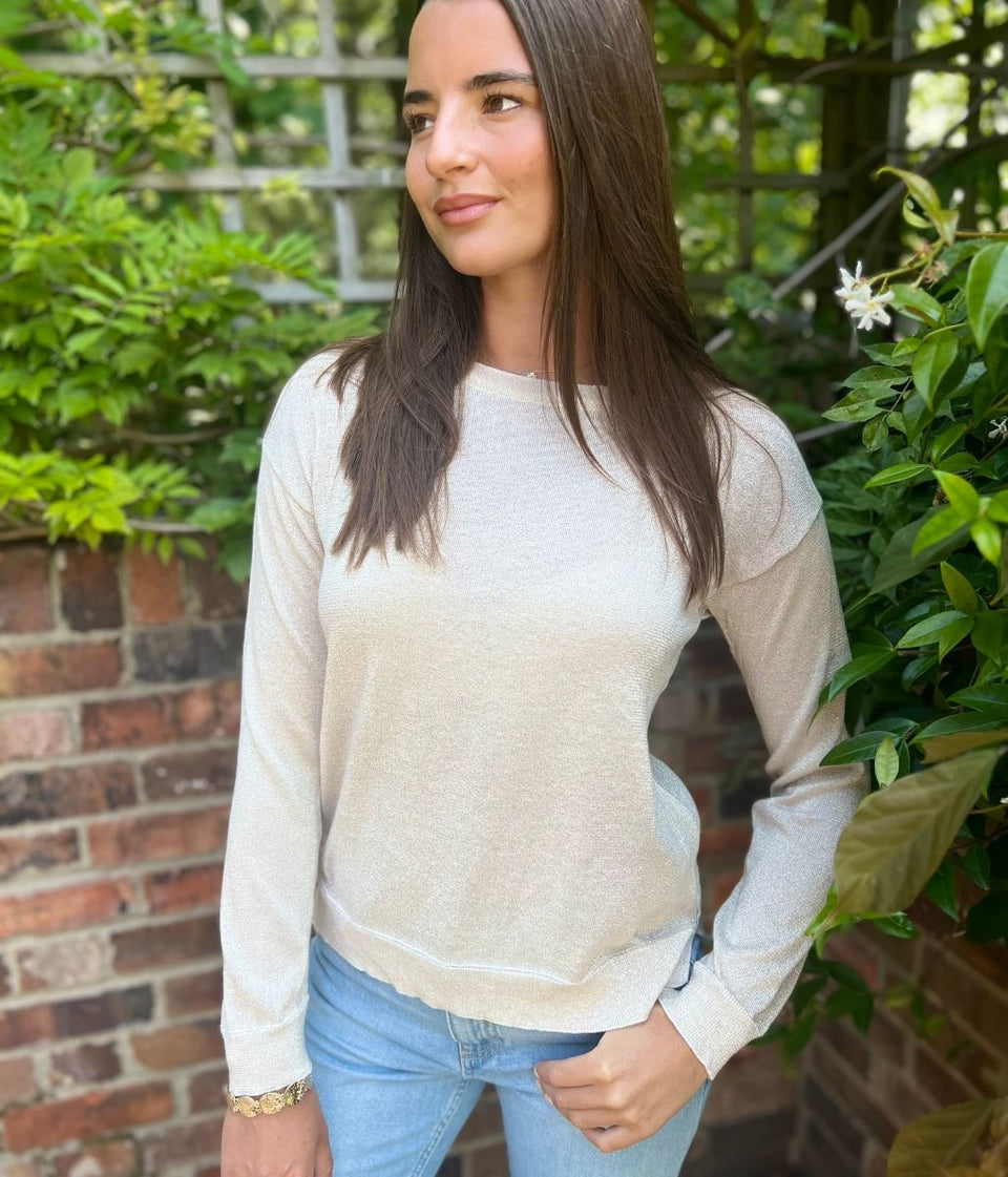 Gold Sparkly Fine Knit Jumper