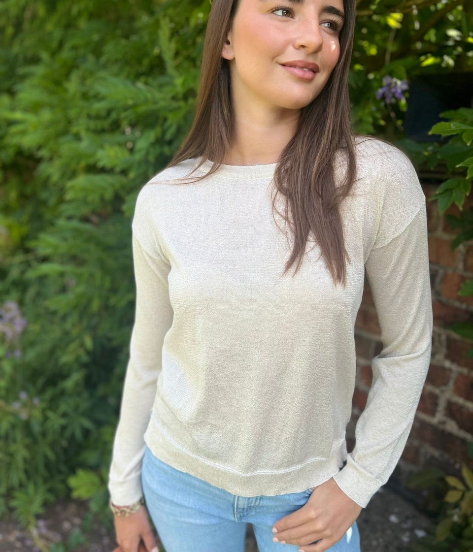 Gold Sparkly Fine Knit Jumper
