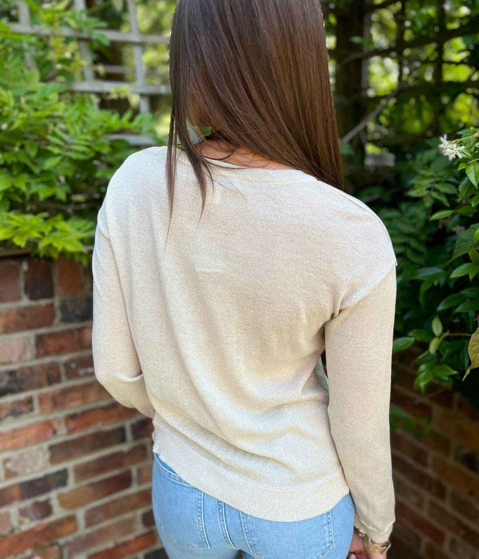 Gold Sparkly Fine Knit Jumper