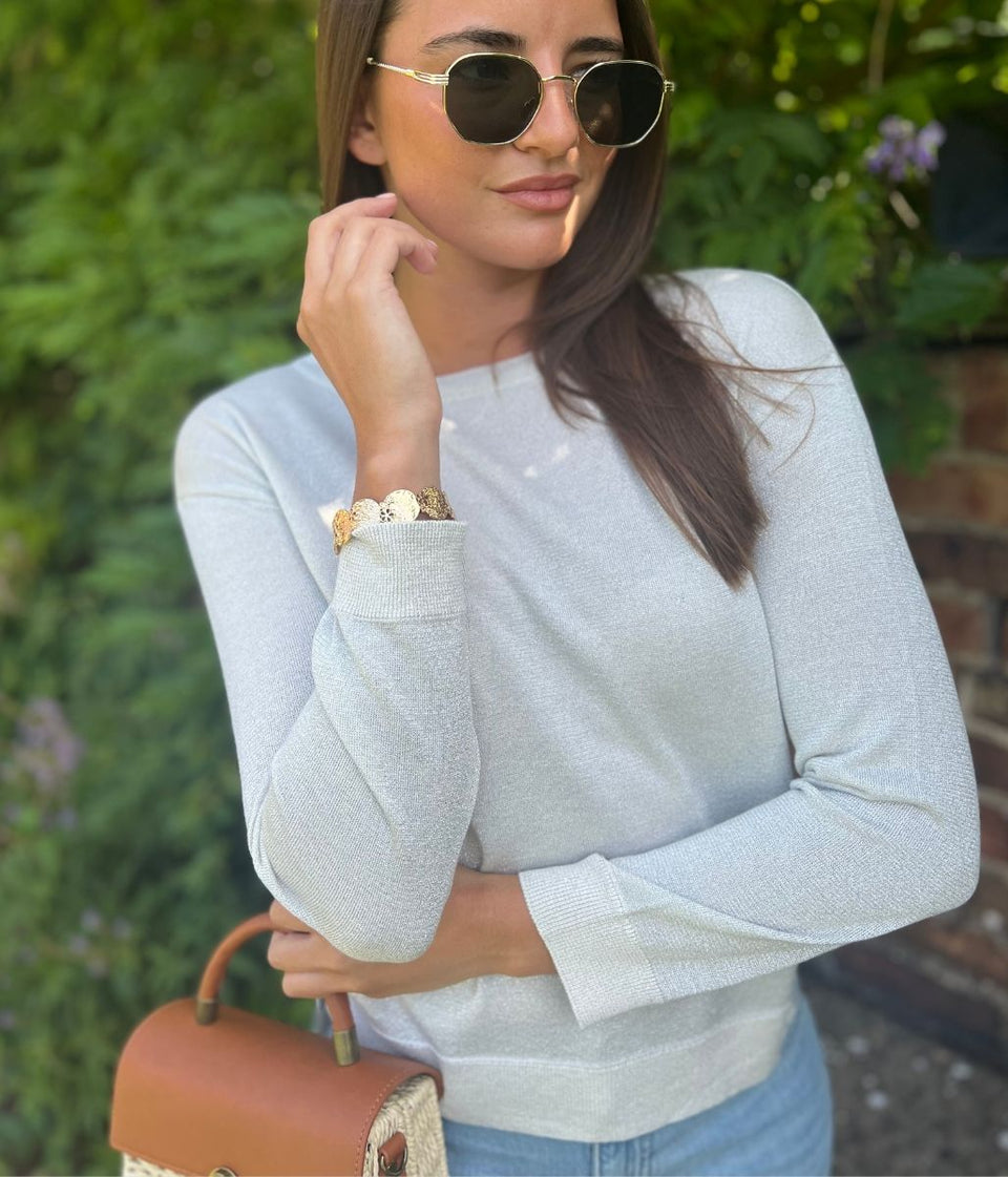Silver Sparkly Fine Knit Jumper
