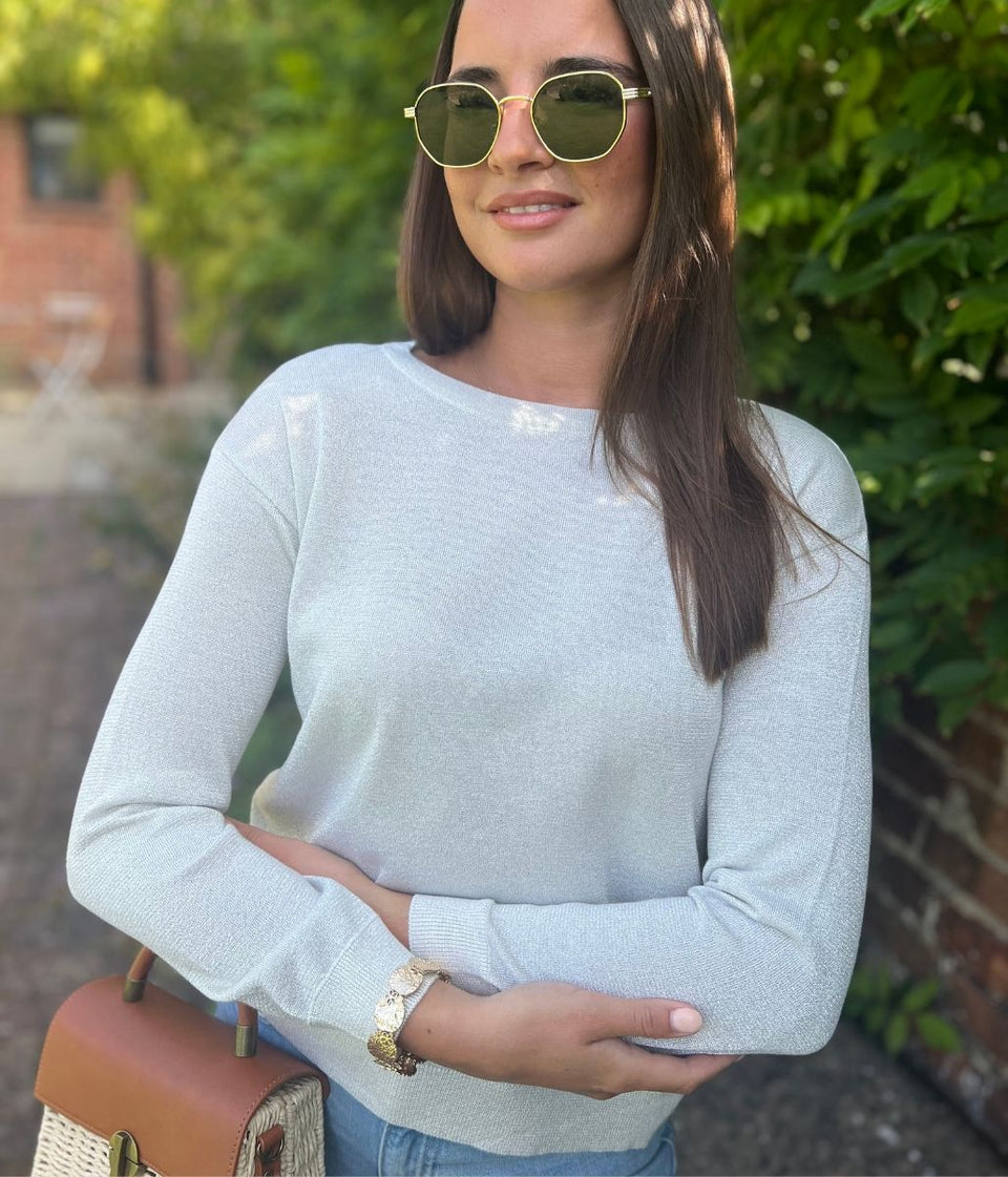 Silver Sparkly Fine Knit Jumper