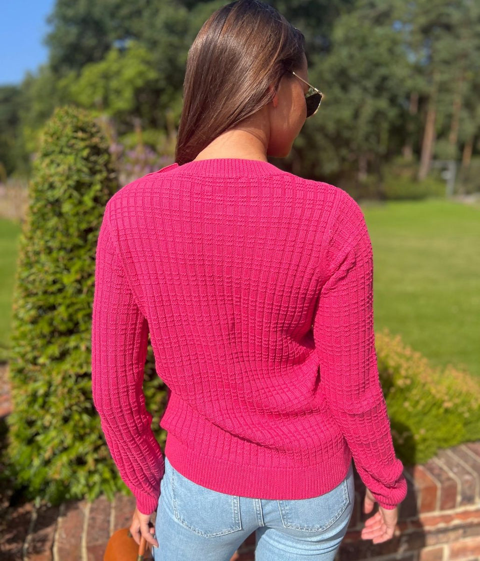 Pink Tillie Textured Stitch Jumper