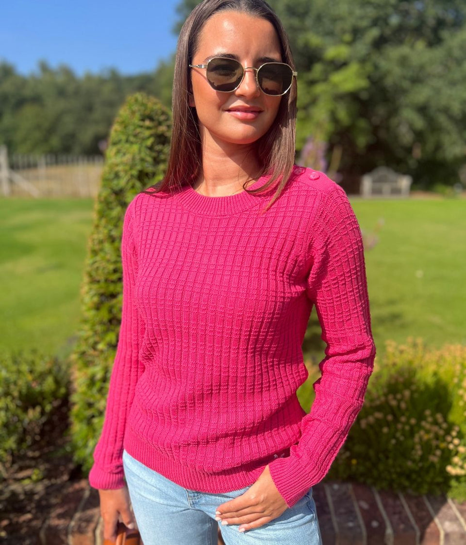 Pink Tillie Textured Stitch Jumper