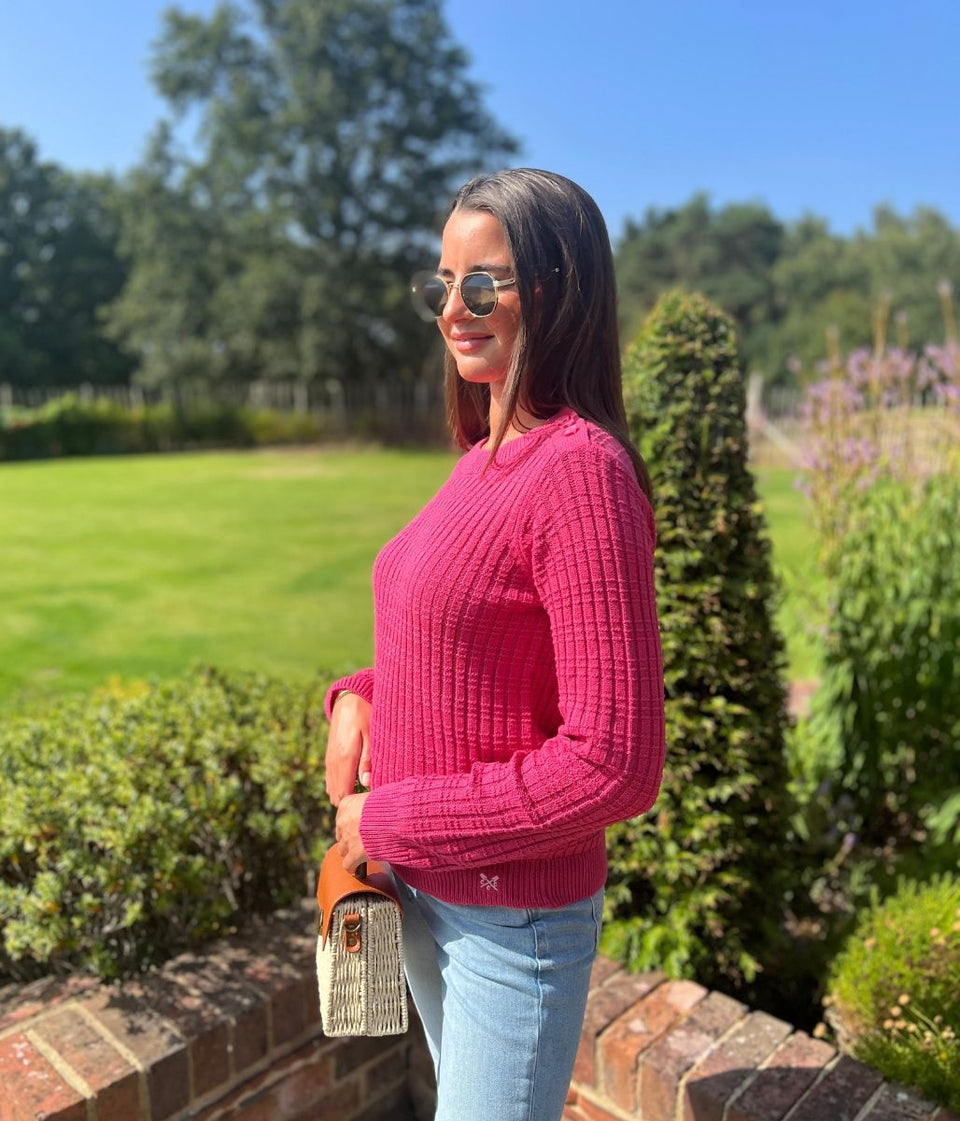 Pink Tillie Textured Stitch Jumper